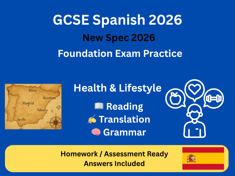 GCSE Spanish Foundation AQA 2026 | Health & Lifestyle | Reading Translation Grammar
