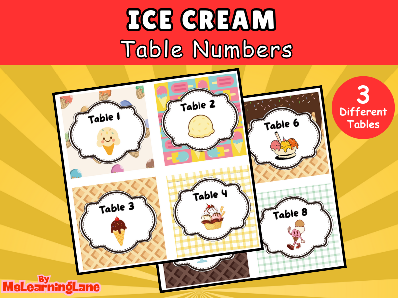 Ice Cream Table Numbers | Sweet-Themed Printable Classroom Decor for Group Organisation