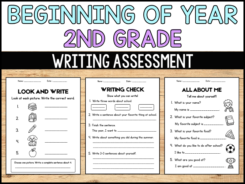 Second Grade beginning of the year Writing assessment | No prep ELA activities