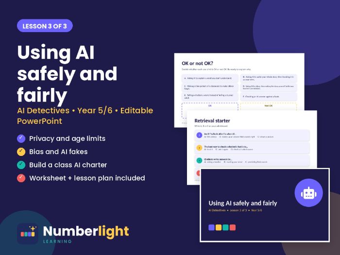 Using AI Safely and Fairly: Privacy, Bias and Deepfakes – Year 5/6 Lesson
