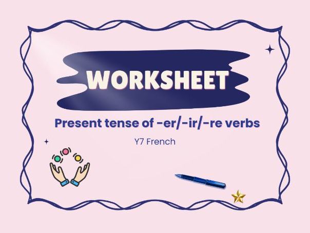Present tense of regular verbs – KS3 French grammar worksheet