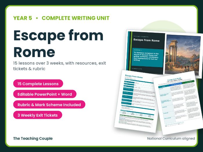Escape from Rome | Year 5 English Unit | 15 Complete Lessons + Resources + Mark Scheme
