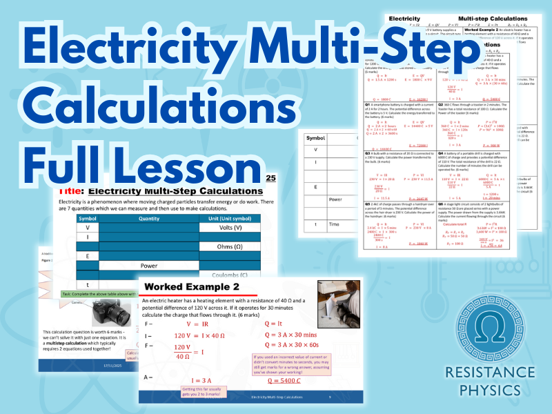 GCSE Science - Electricity Multi-Step Calculations Lesson