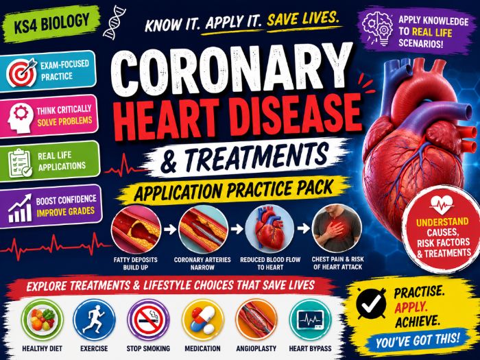 GCSE KS4 Science - Biology - Coronary Heart Disease and Treatments - Application Practice Pack