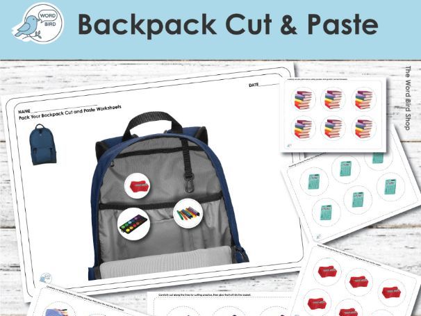 Pack Your Backpack School Supplies Cut and Paste Activity Real Photos Preschool Speech Therapy