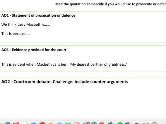 Lady Macbeth - courtroom style debate