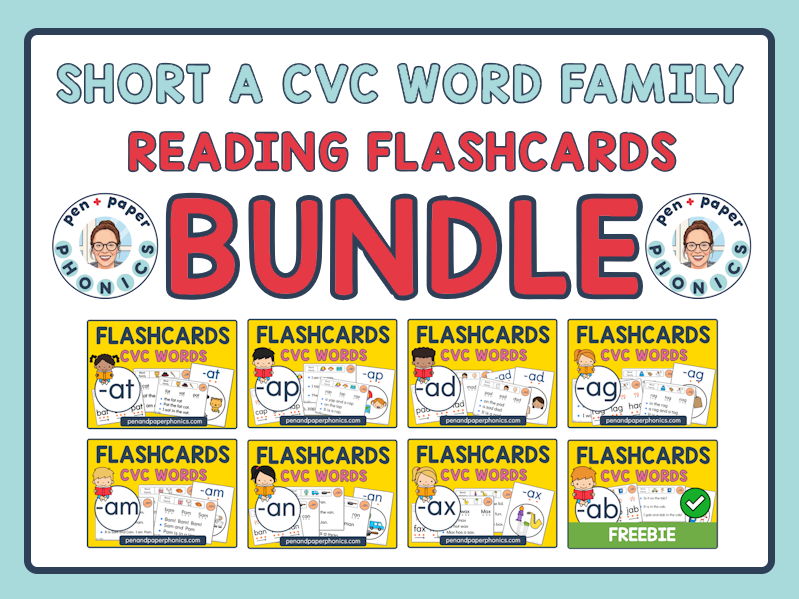 Short A CVC Word Families Flashcard Bundle | Blending & Segmenting | Reading Intervention