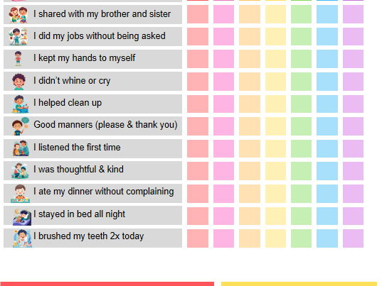 Engaging Behavior Chart for Kids: Fun and Interactive Behavior Tracking
