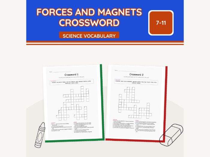 Forces and Magnets Crossword KS2 | 9 Sheets
