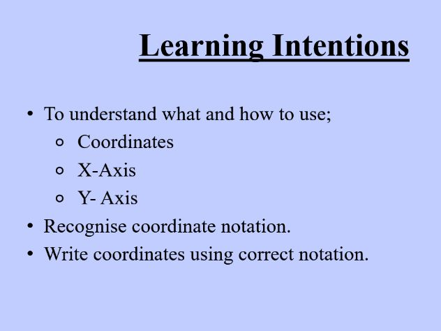 Introduction to Co-ordinates