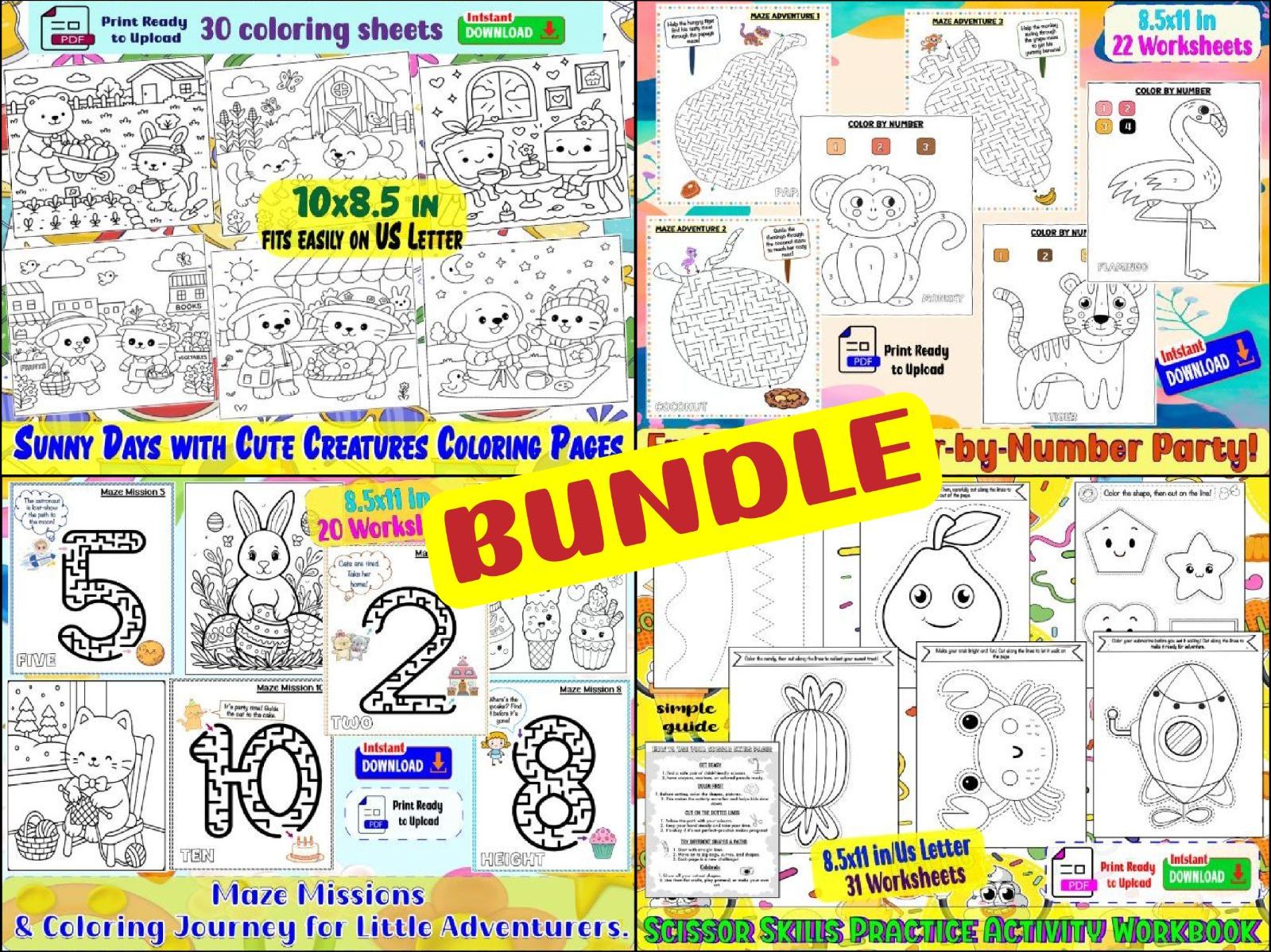 Early Learning Adventure Pack: Mazes, Color & Cut Activities