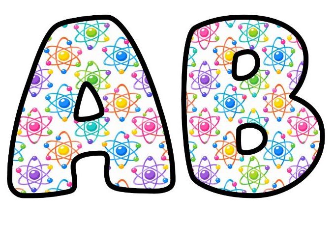 Atoms and Electrons Bubble Letters | Science Topic Bulletin Board Letters | Classroom Display Pack