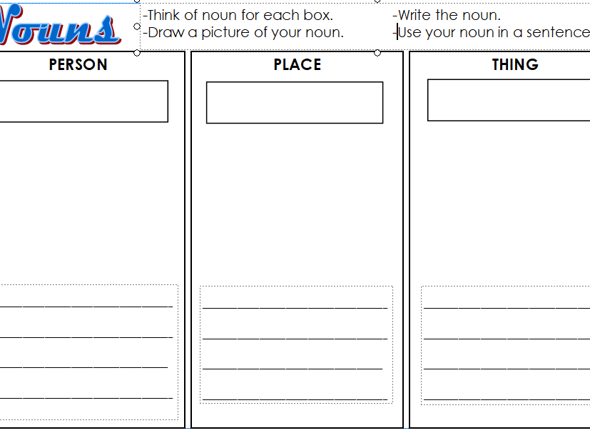 KS1 Nouns: Identify as person, place or thing | Teaching Resources