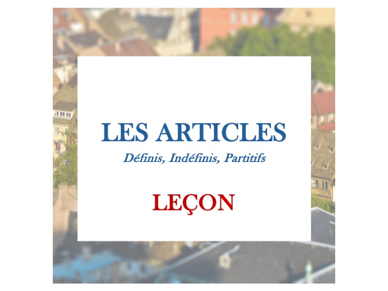 LESSON  - FRENCH ARTICLES (DEFINITE, INDEFINITE, PARTITIVE)