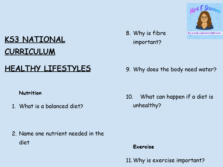 KS3 Science Retrieval Practice – Health and Lifestyle (30 Questions + Answers)