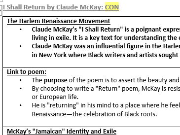 WJEC Poetry 2027 I Shall Return Historical Context revision sheet
