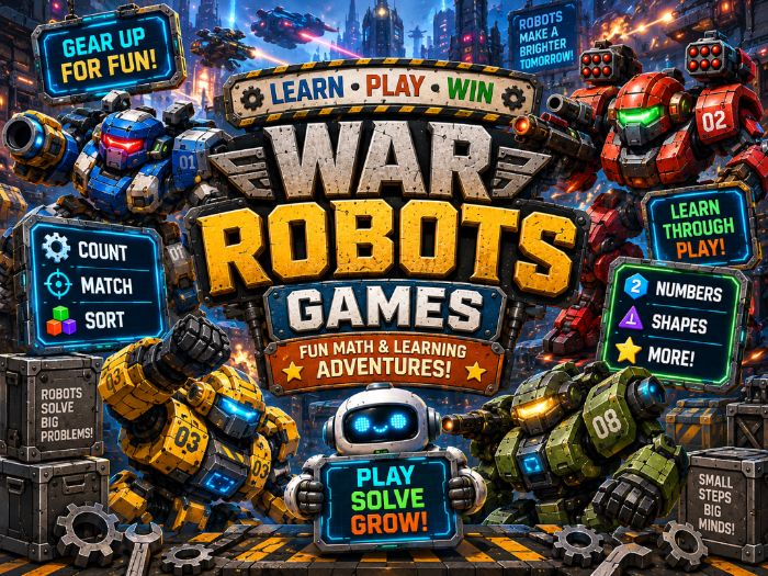 War Robots Math Games & Centers | Numbers 1–20, Counting, Shapes & Number Sense |Preschool–1st Grade