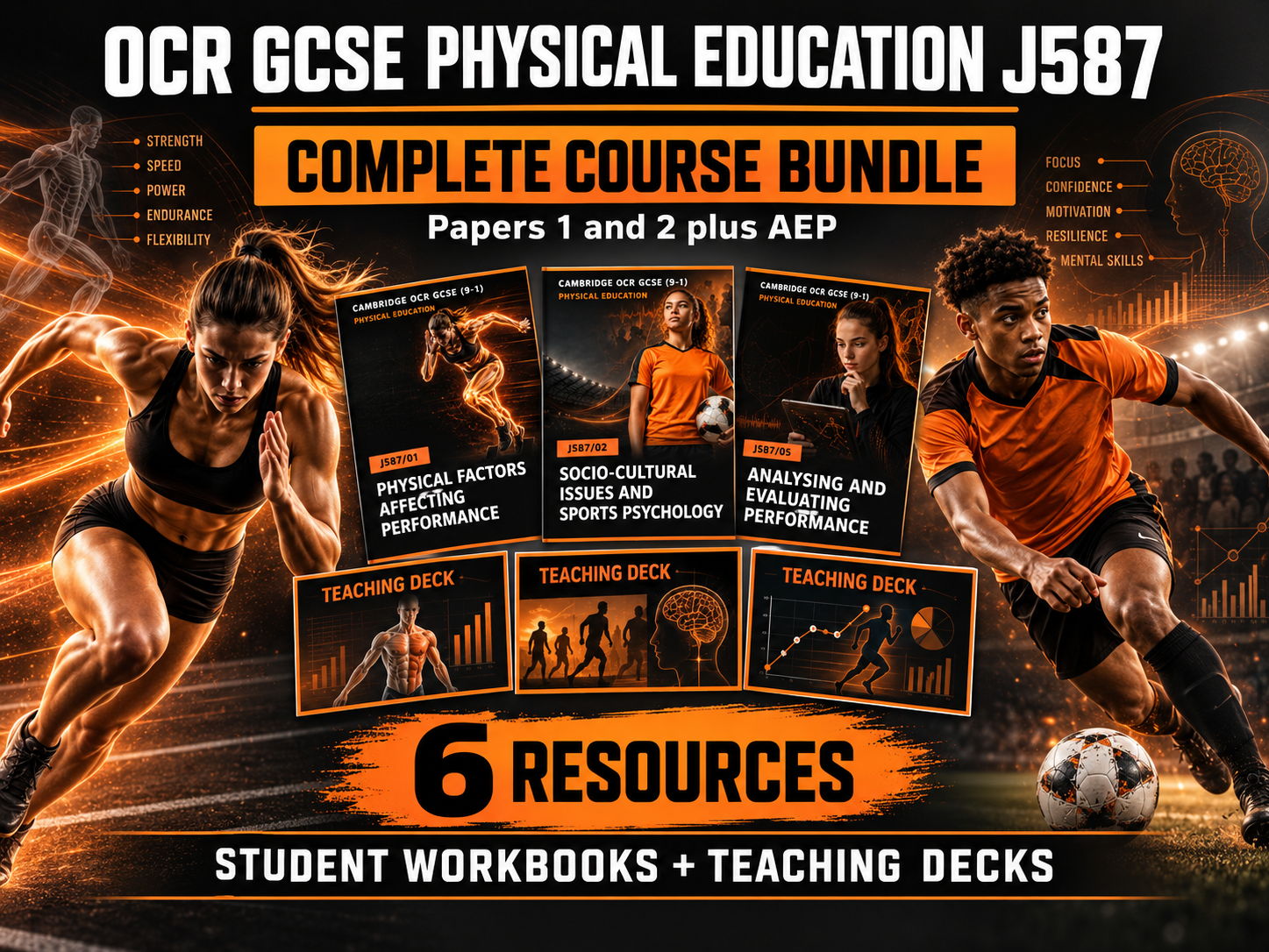 OCR GCSE Physical Education J587 Complete Course Bundle, Papers 1 and 2 plus AEP