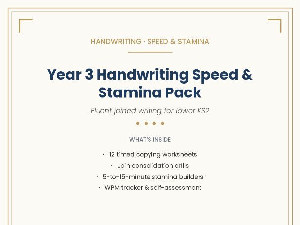 Year 3 Handwriting Speed and Stamina Pack