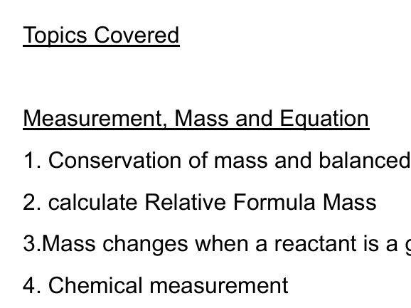 AQA GCSE Chemistry and Combined Science Topic 3 Quantitative Chemistry- Separate Science mastery boo