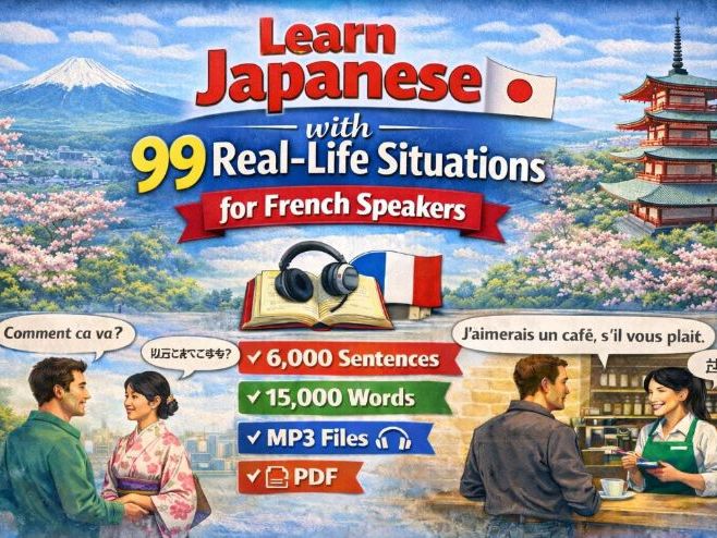 Learn Japanese for French Speakers, 6,000 Sentences, 15,000 Words(MP3 & PDF)
