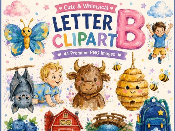 Letter B Clipart | Beginning Sounds Alphabet Phonics