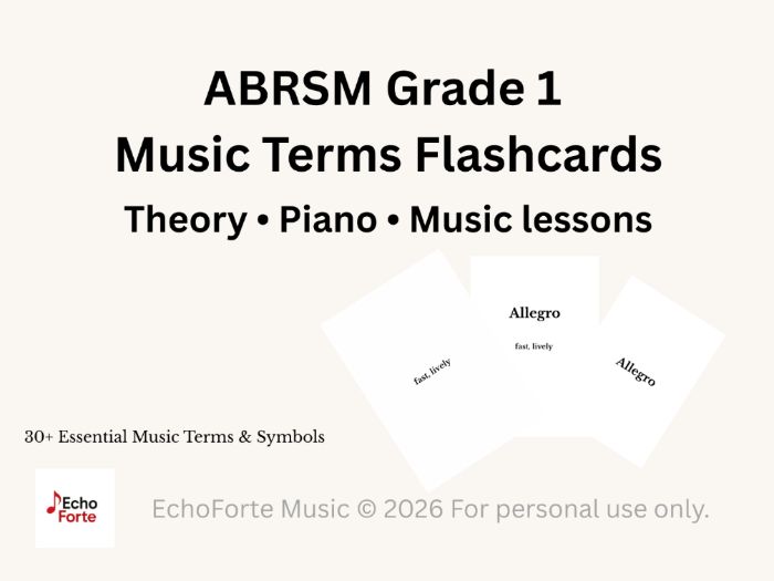 Music Theory Grade 1 Music Terms Flashcards