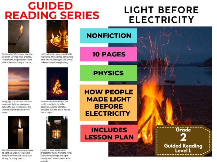 Guided Reading Level L - Light Before Electricity (with Lesson Plan)