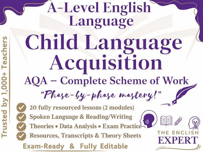 AQA A-Level English Language Child Language Acquisition Bundle | 20 CLA Lessons |