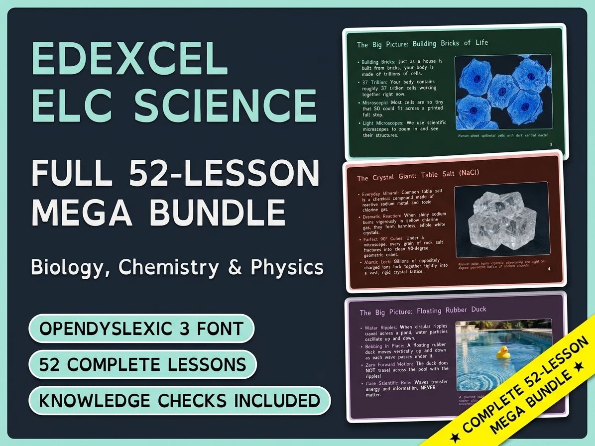 Edexcel ELC Science Complete 52-Lesson Mega Bundle (Biology, Chemistry & Physics)
