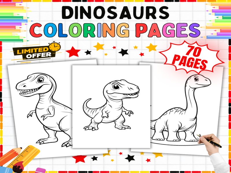 Dinosaurs Coloring Pages - Printable Prehistoric Colouring Worksheets | Fun Activities for Kids