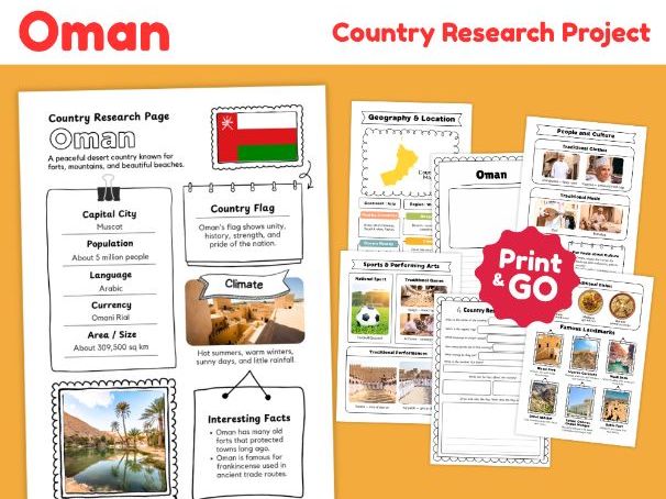 Oman Country Study Worksheets | Geography & Culture