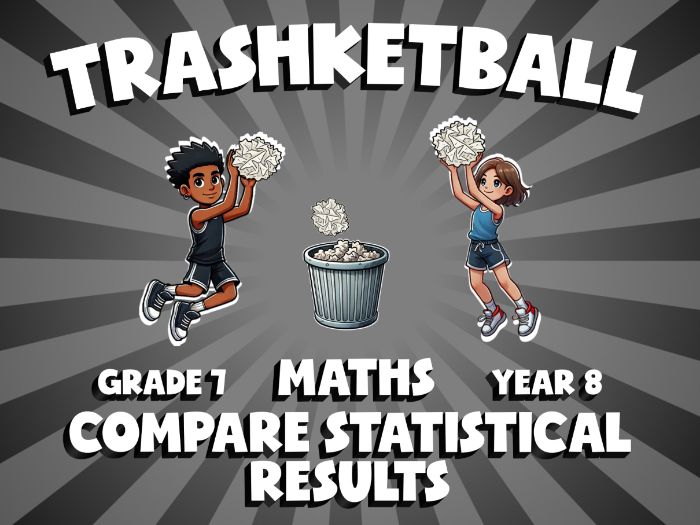 Compare Statistical Results TRASHKETBALL Maths Game | No-Prep Year 8 Review Activity