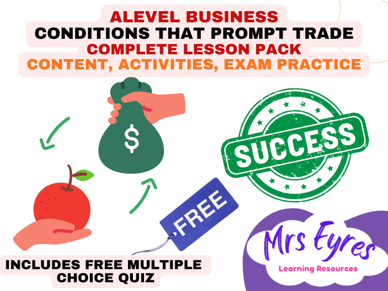 A Level Business 4.2.1 Conditions That Prompt Trade Lesson Pack and Free MCQ Quiz