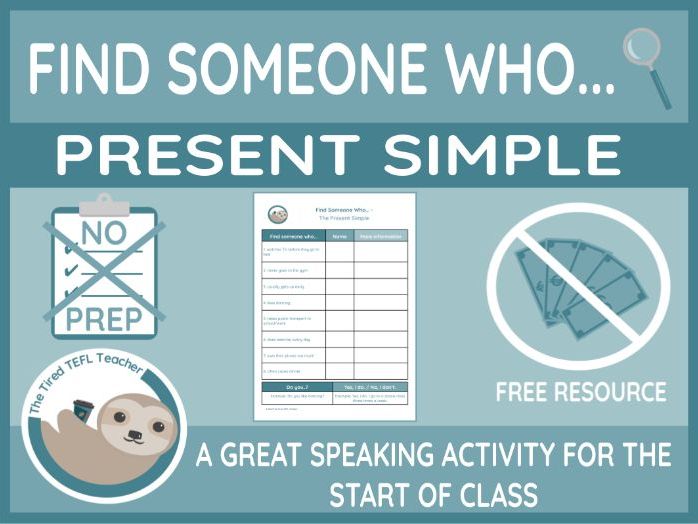 ESL Find Someone Who Activity - The Present Simple