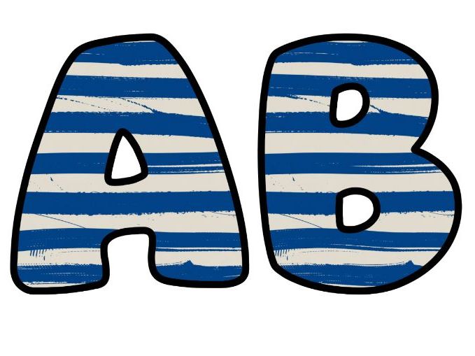 Blue Paint Lines Alphabet Lettering Set | Classroom Display | Upper & Lowercase, 0-9