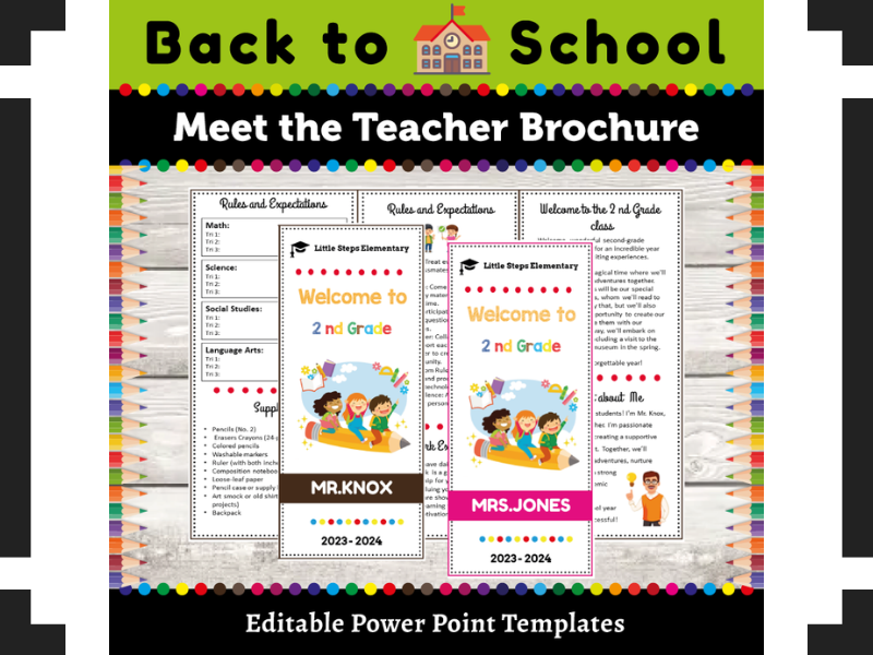 Editable Back to School Trifold Brochure : Meet the Teacher Brochure Template