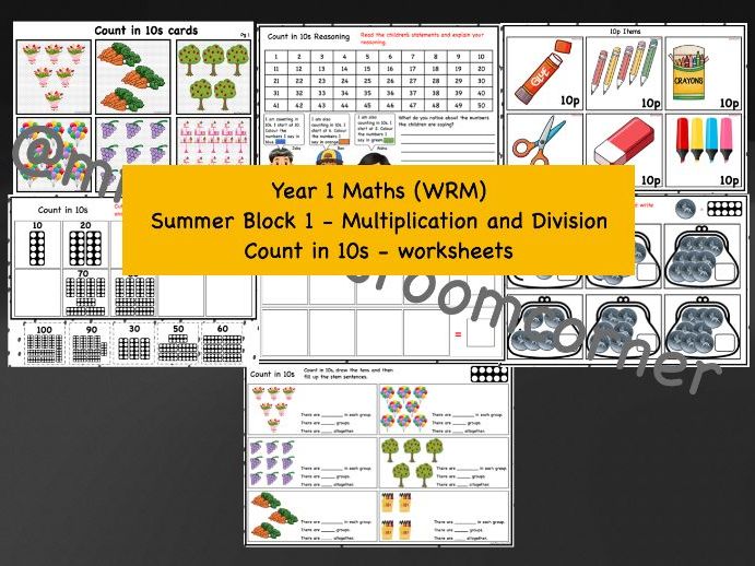 Count in 10s worksheets - Year 1 WRM Summer Blk 1 - Multiplication and Division Step 2