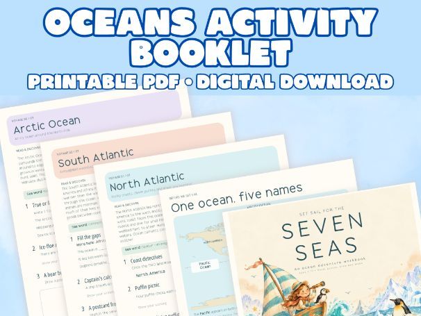 Ocean Workbook Activity Booklet Activities Kids Ages 7–11 | KS2 Geography, Math, Marine Biology