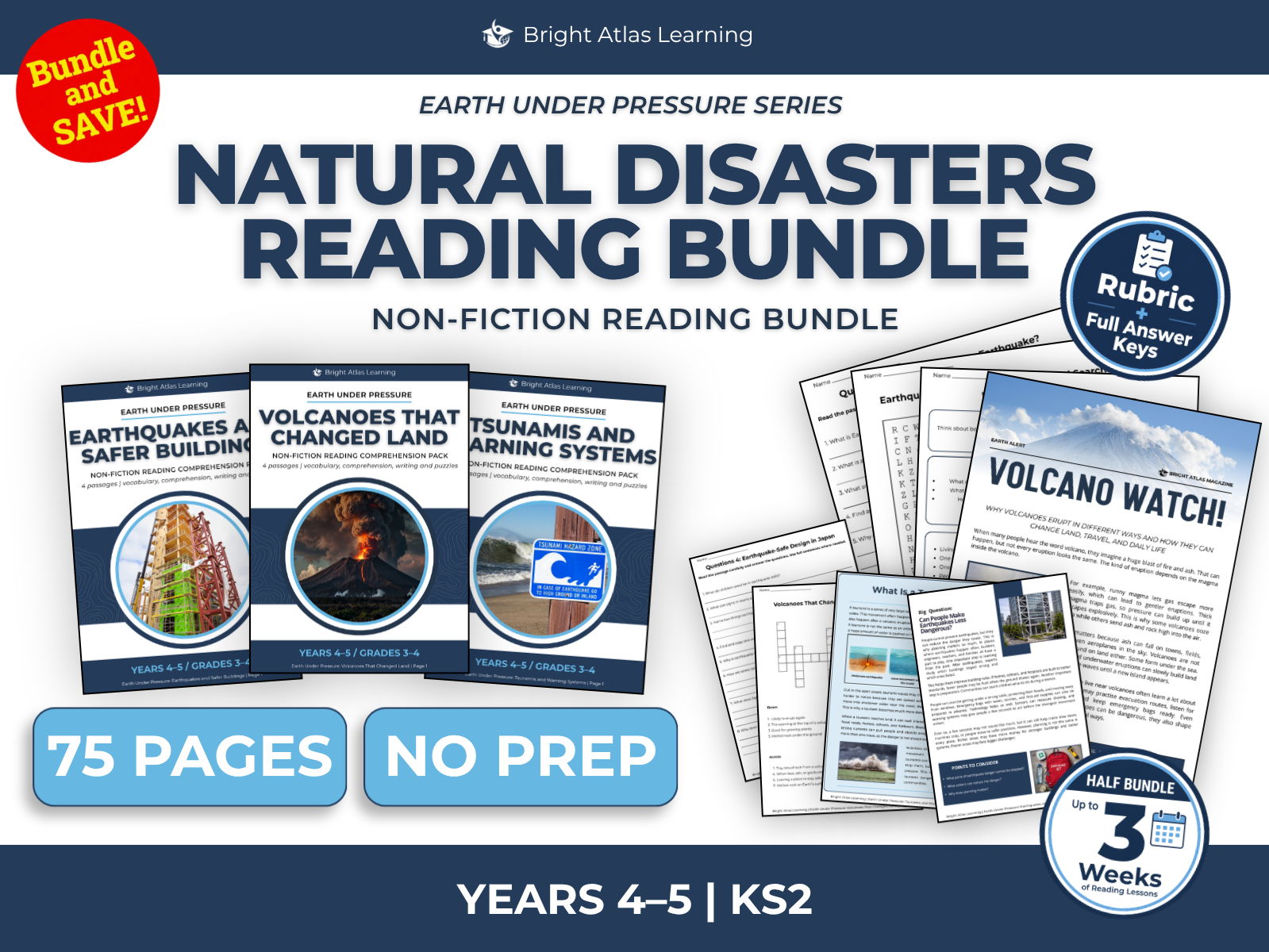 Volcanoes, Earthquakes and Tsunamis Reading Bundle | KS2 Years 4–5