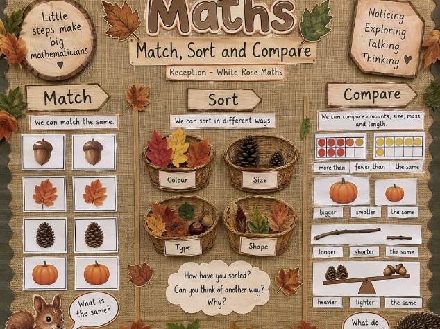 Reception Maths – Match, Sort & Compare Autumn Display