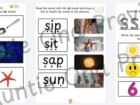 Phonics ‘S’ Sound Worksheets – Saying, Reading & Writing