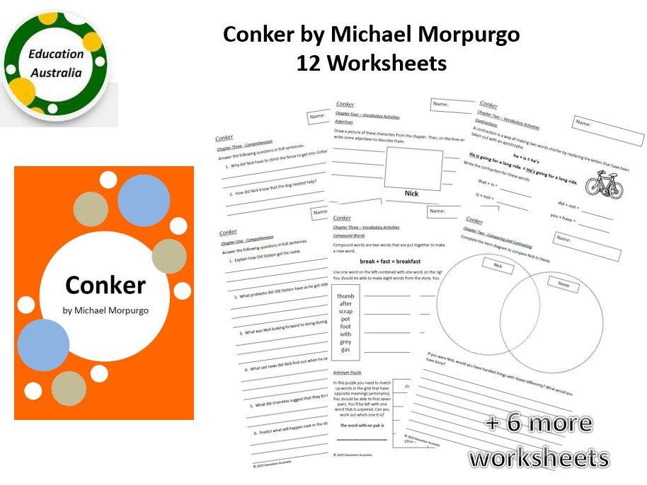 Conker by Michael Morpurgo - 12 Worksheets - Reading Comprehension