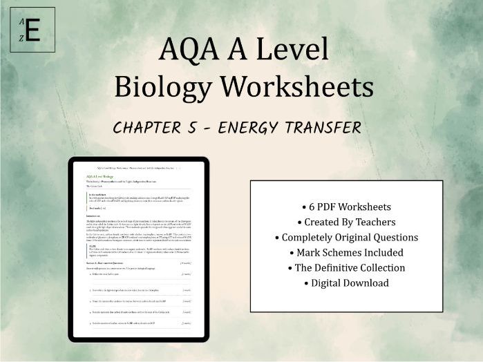AQA A Level Biology Worksheets Chapter 5 - Energy Transfer