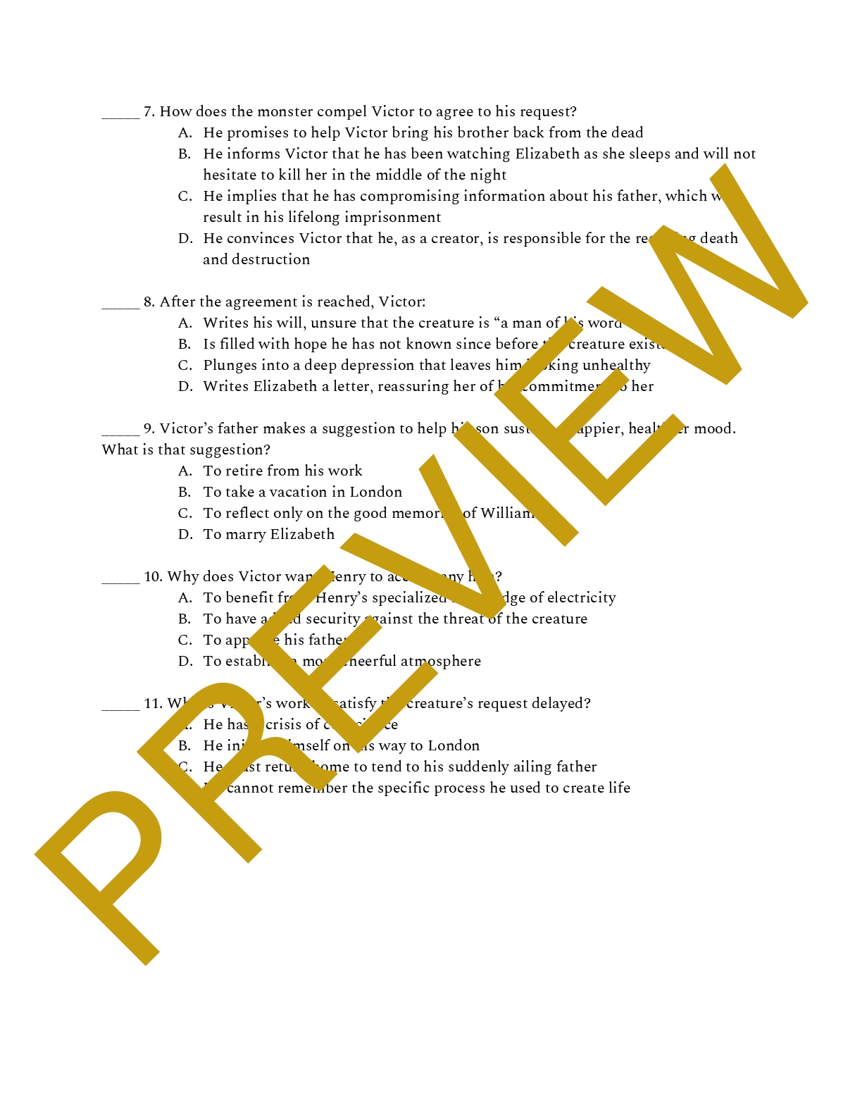 Mary Shelley's Frankenstein Chapters 1618 General Reading