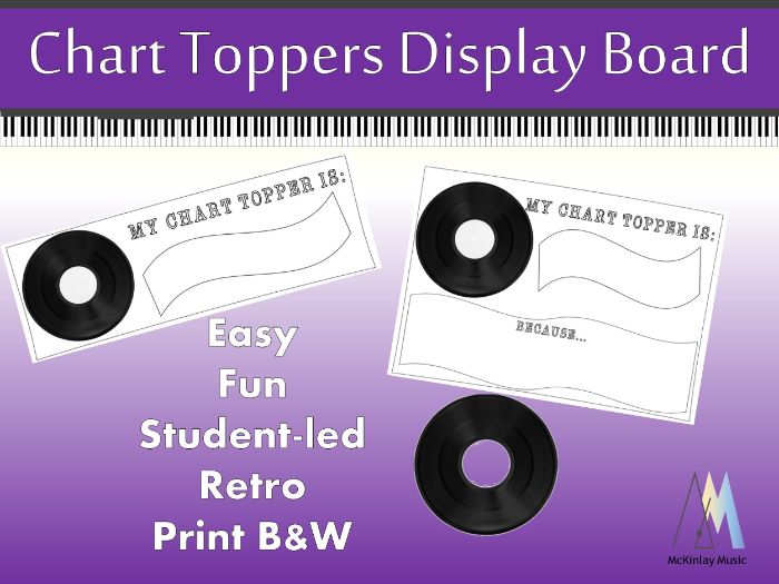 Our Chart Toppers: easy retro music bulletin board