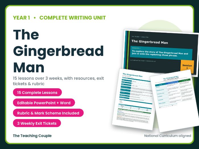 The Gingerbread Man | Year 1 English Unit | 15 Complete Lessons + Resources + Mark Scheme