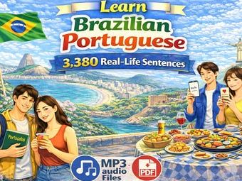 Learn Brazilian Portuguese with 3,380 Real-Life Sentences(MP3 audio Files, PDF)