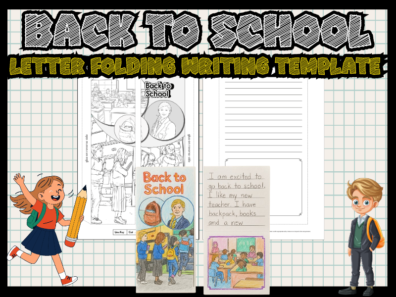 BW - Back to School Letter Folding Template – Writing Activity & Craft for Kids