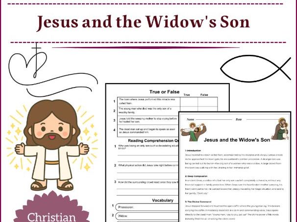 Jesus and the Widow's Son Reading Comprehension Passages & Questions worksheet